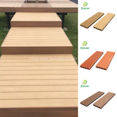 Anti Scratch Hollow Solid WPC Wood Plastic Deck Flooring / PE Flooring for Outdoor