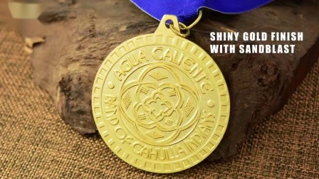 Made in China Custom Metal Die Struck Embossed Logo Shiny Gold Plated Blank Medal Engraving